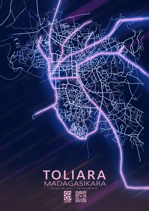 Toliara Madagasikara, carte illustrée par Anitah Benah