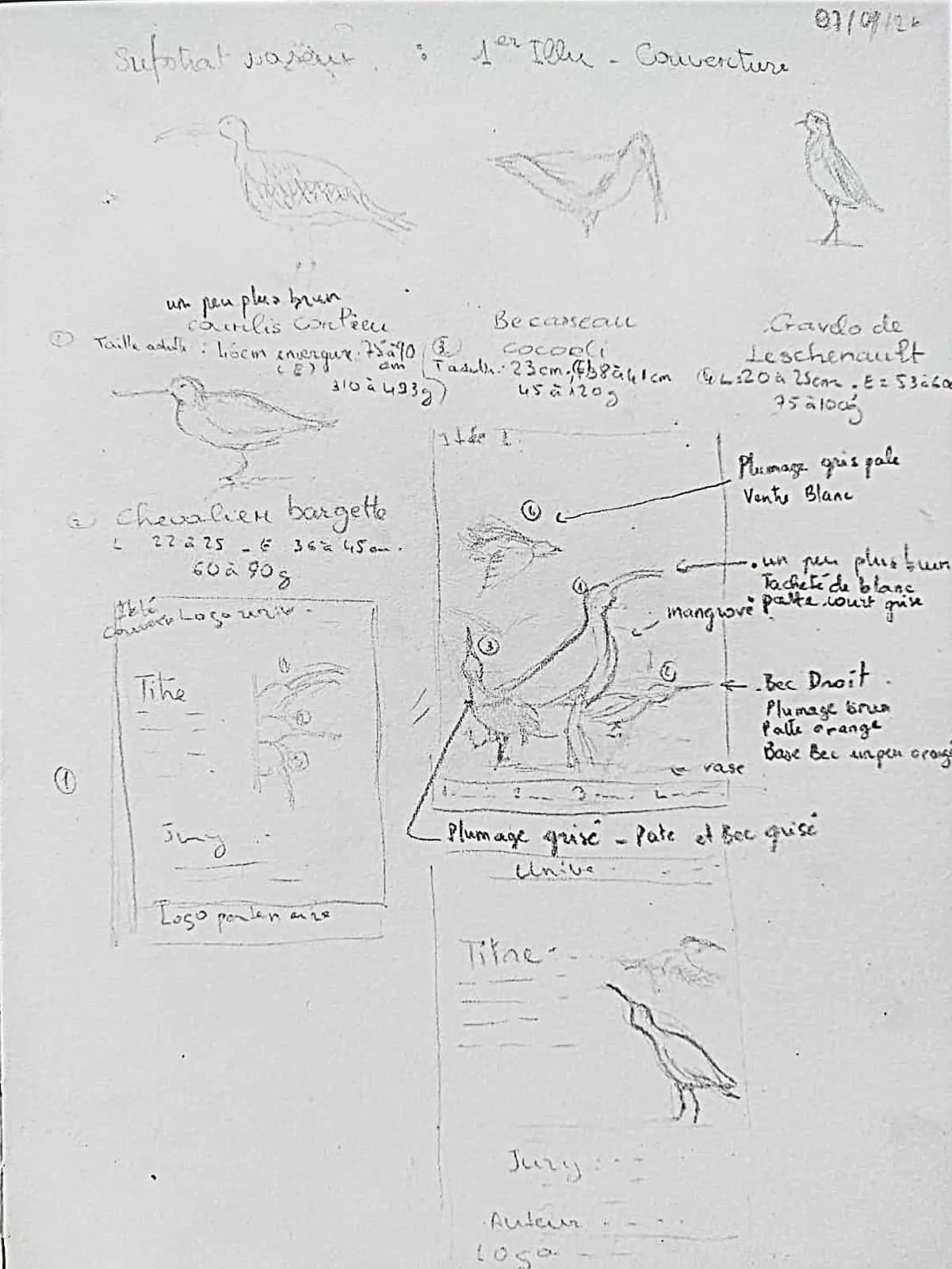 Croquis annoté, première page